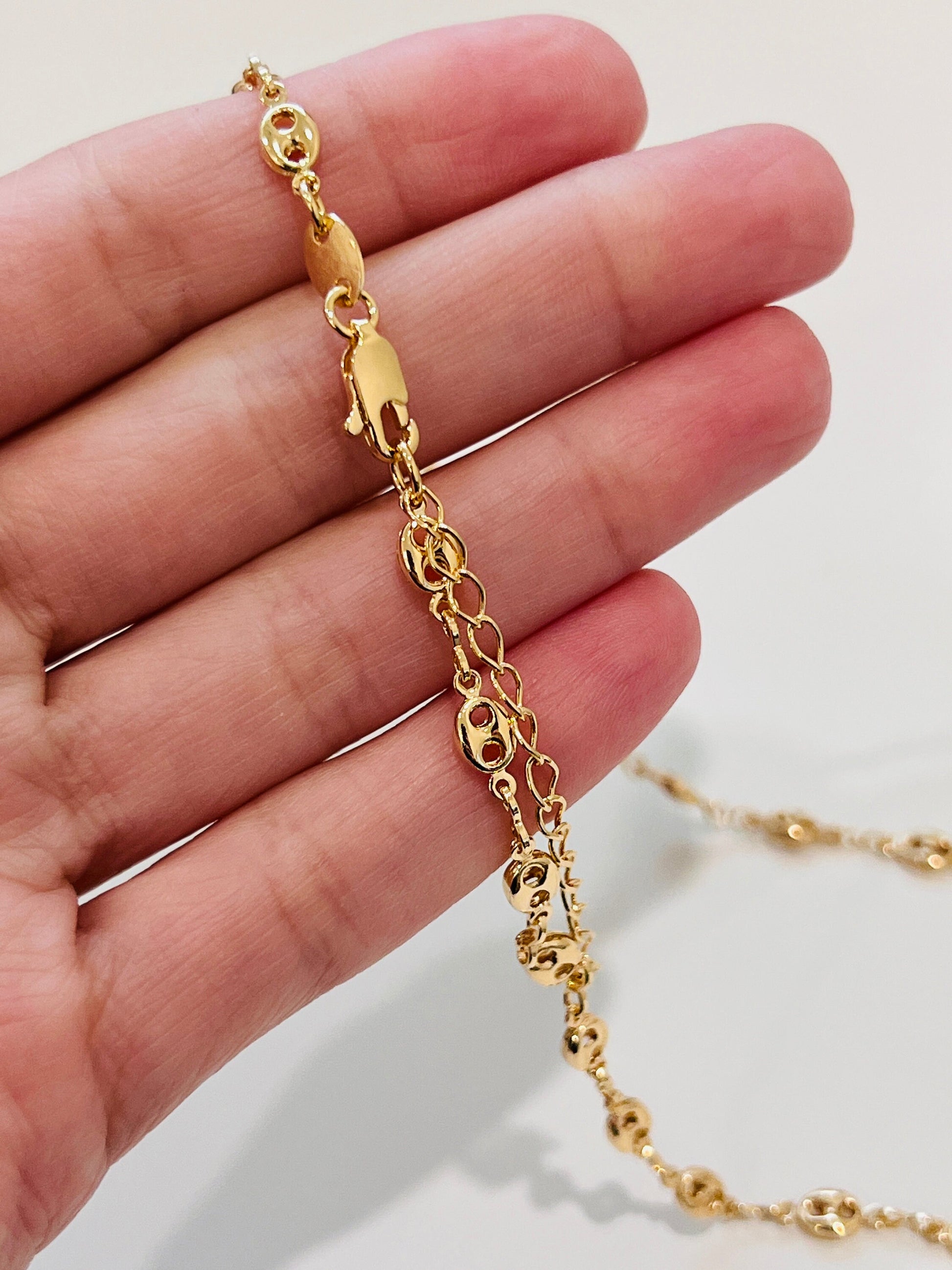 Gold Filled Necklace, Gold Filled Gemstone Necklace, Puff Link Chain, Gold Necklace, Gift for her, Gold Chain Link Necklace, Layering Chain