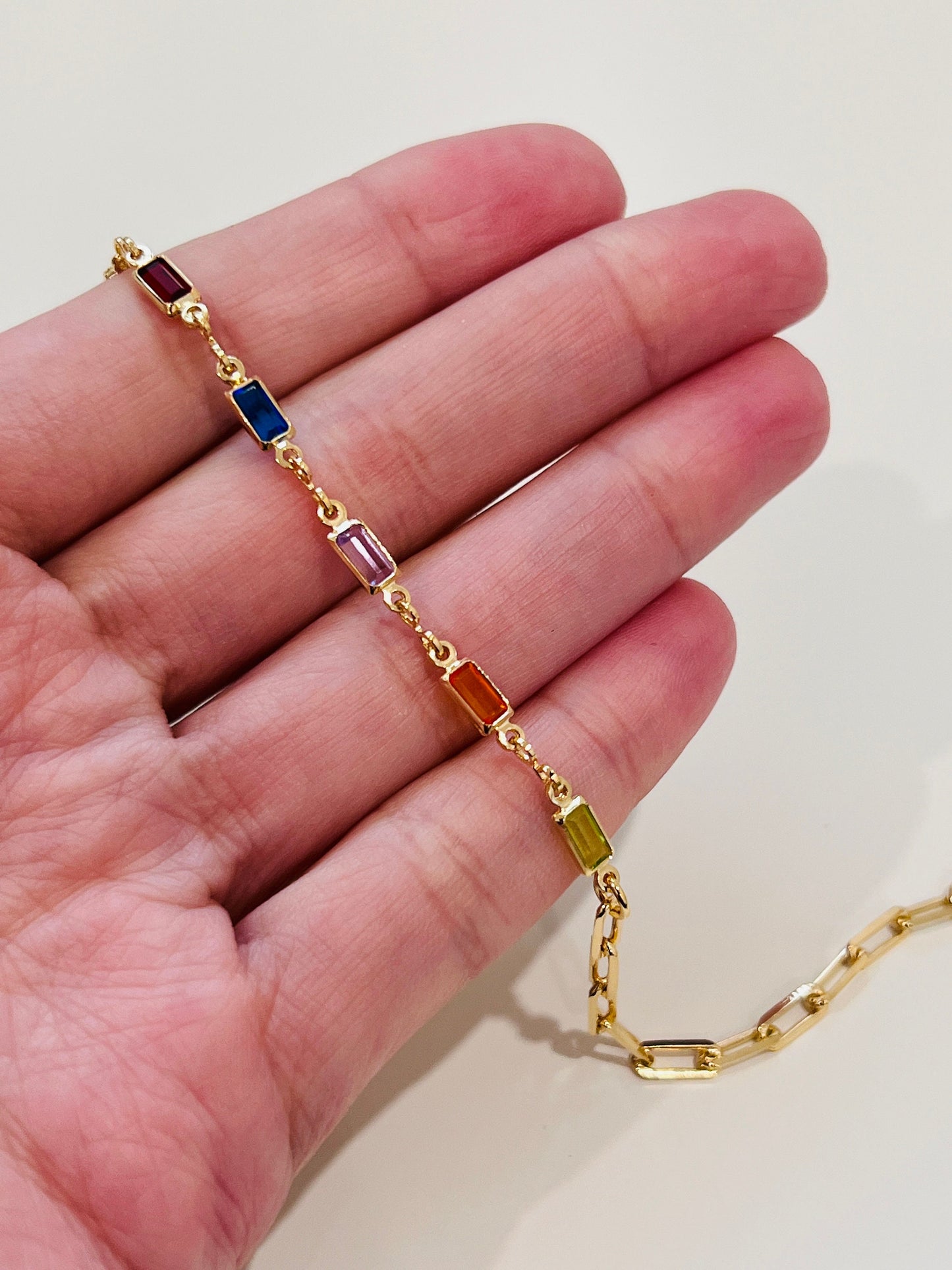 Gold Filled Gemstone Chain Bracelet, Gold Layering Bracelet, Gold Chain Bracelet, Gemstone Bracelet 18kt, Dainty Chain Bracelet, Bracelet