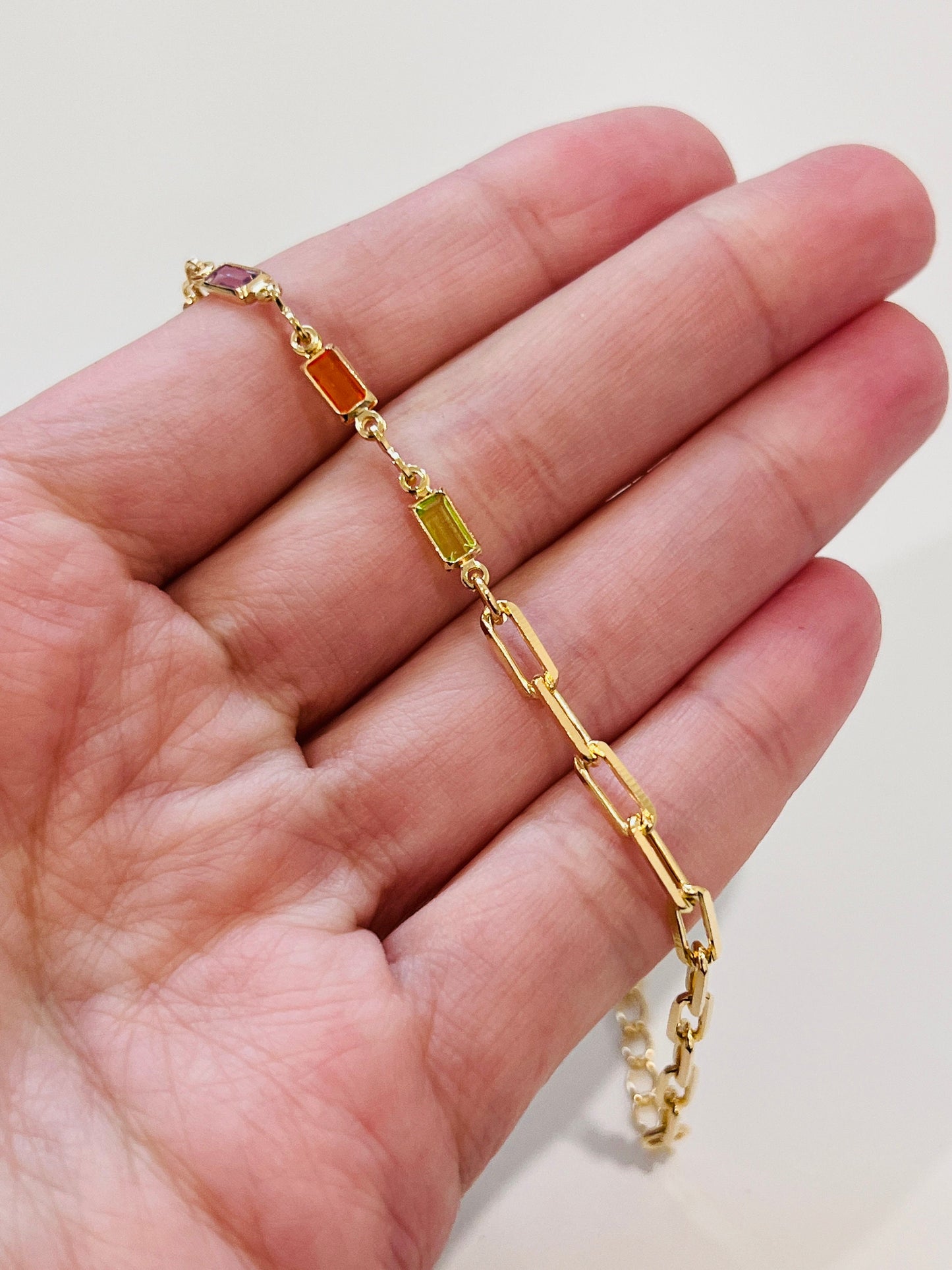 Gold Filled Gemstone Chain Bracelet, Gold Layering Bracelet, Gold Chain Bracelet, Gemstone Bracelet 18kt, Dainty Chain Bracelet, Bracelet