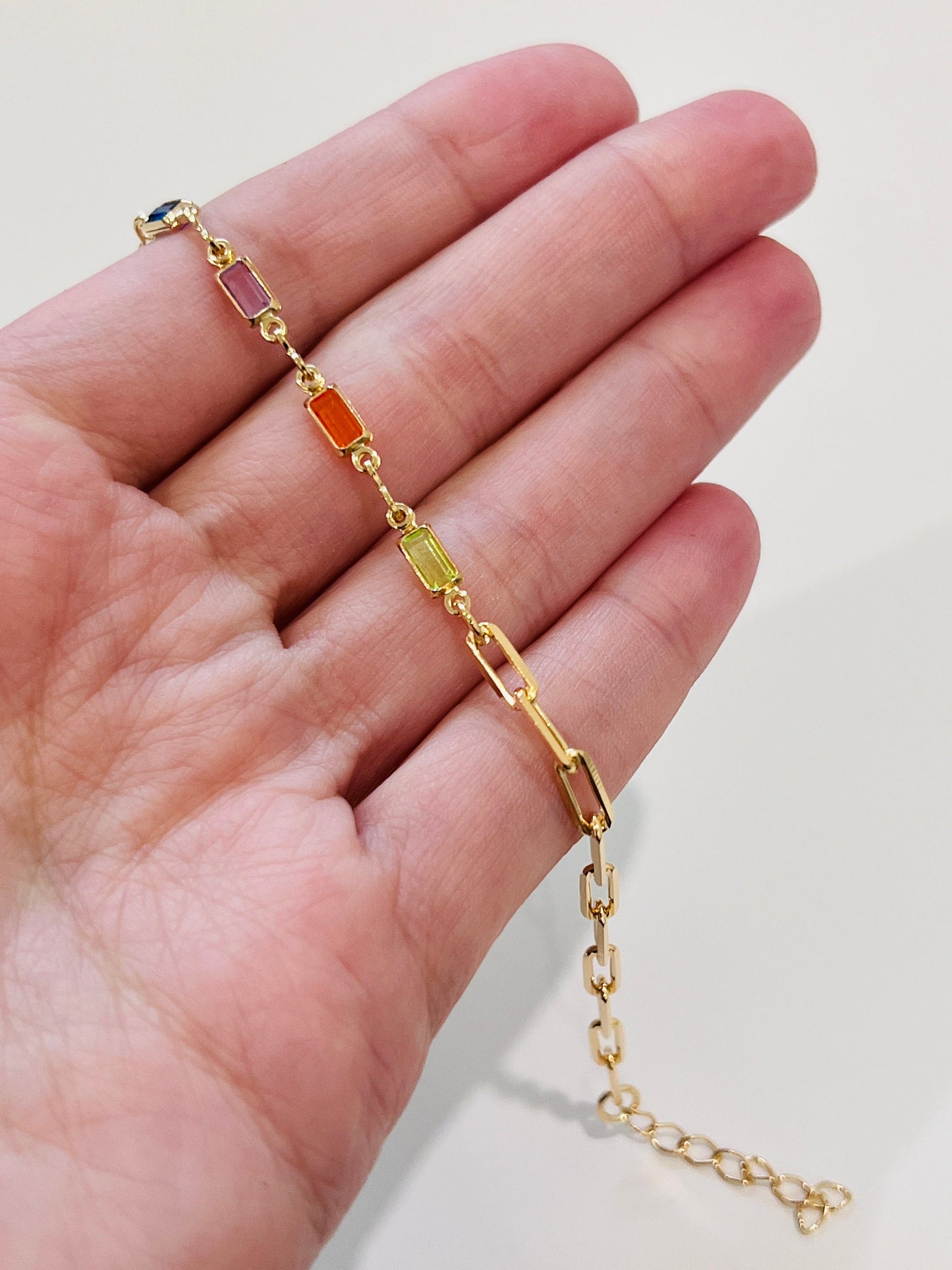 Gold Filled Gemstone Chain Bracelet, Gold Layering Bracelet, Gold Chain Bracelet, Gemstone Bracelet 18kt, Dainty Chain Bracelet, Bracelet