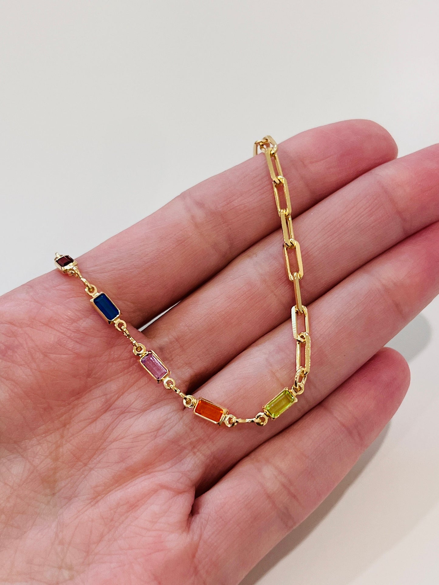 Gold Filled Gemstone Chain Bracelet, Gold Layering Bracelet, Gold Chain Bracelet, Gemstone Bracelet 18kt, Dainty Chain Bracelet, Bracelet