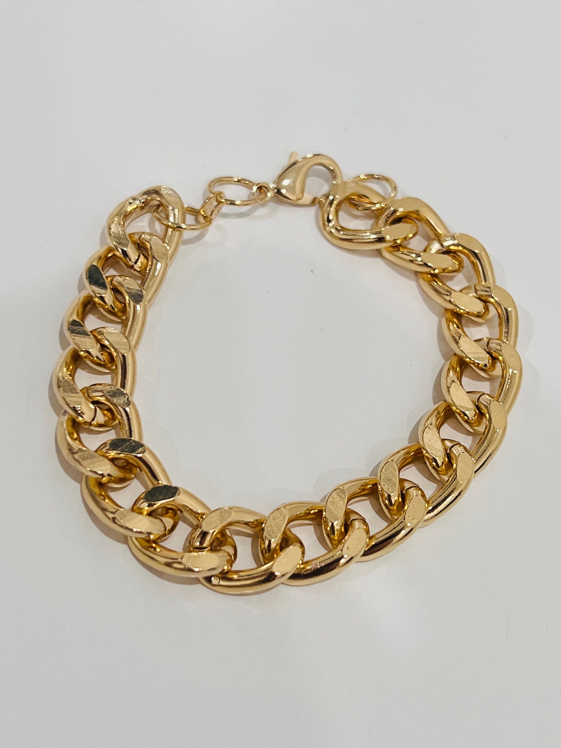 Gold Filled Curb Chain Bracelet, Gold Layering Bracelet, Gold Chain Bracelet, Curb Chain Bracelet 18kt, Chunky Chain Bracelet, Gift for Her