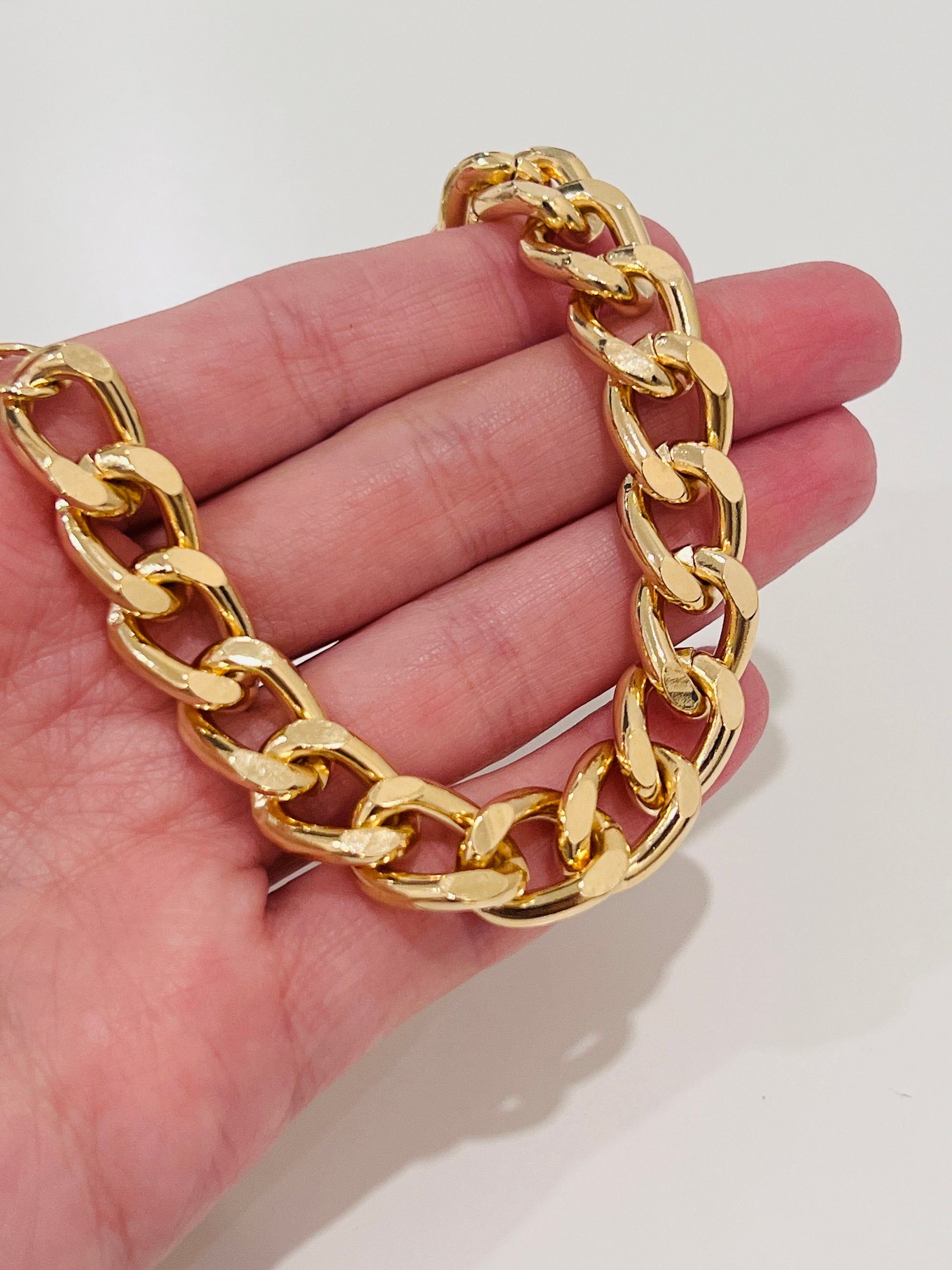 Gold Filled Curb Chain Bracelet, Gold Layering Bracelet, Gold Chain Bracelet, Curb Chain Bracelet 18kt, Chunky Chain Bracelet, Gift for Her