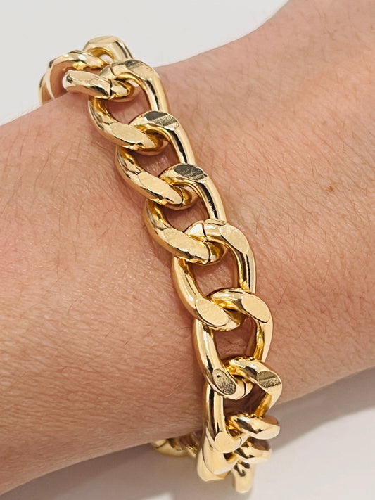 Gold Filled Curb Chain Bracelet, Gold Layering Bracelet, Gold Chain Bracelet, Curb Chain Bracelet 18kt, Chunky Chain Bracelet, Gift for Her