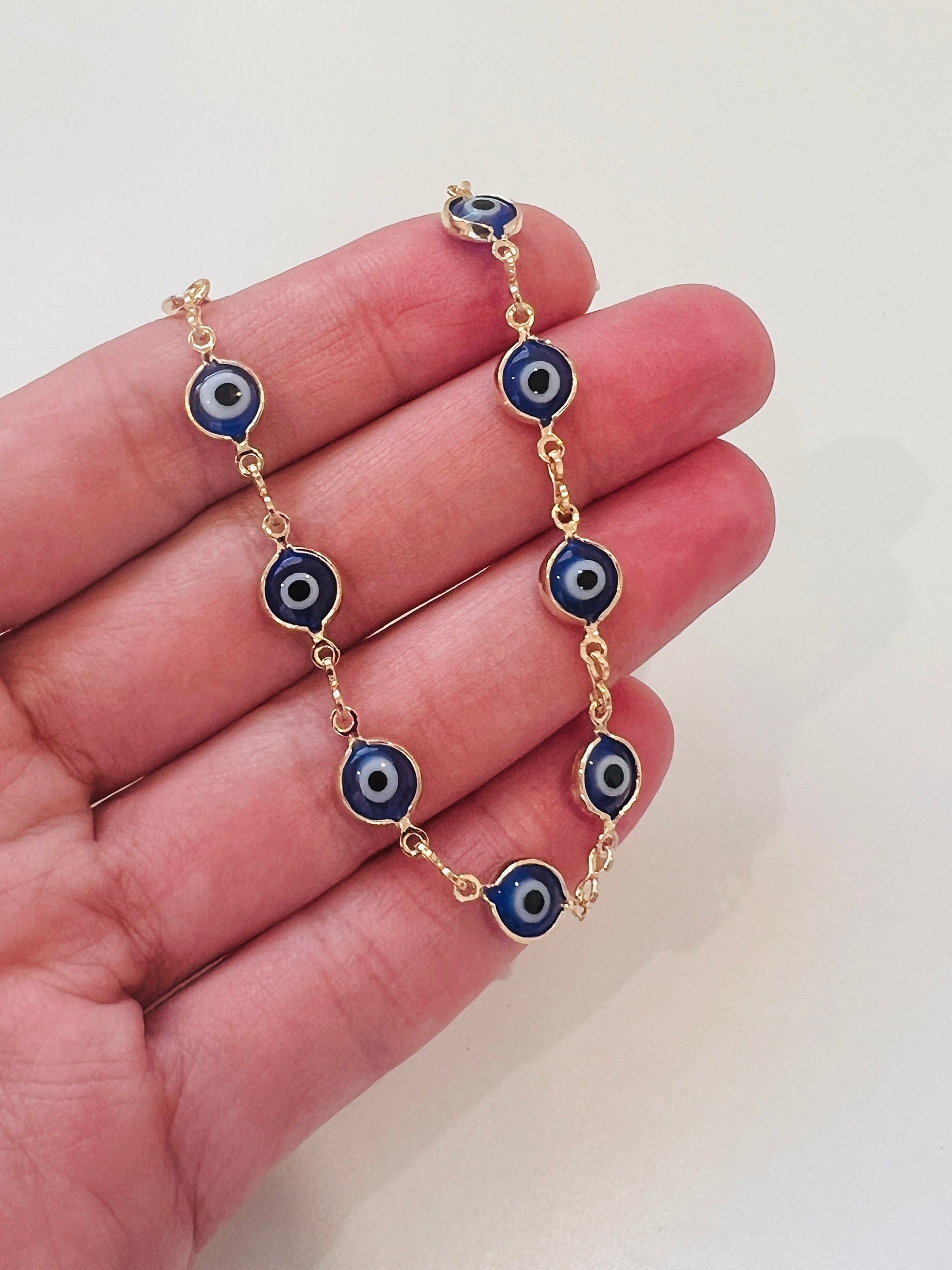 18kt Gold Filled Bracelet, Gold Bracelet, Bracelet, Dainty Chain Bracelet,Evil Eye Bracelet, Lucky Eye, Evil Eye Jewelry