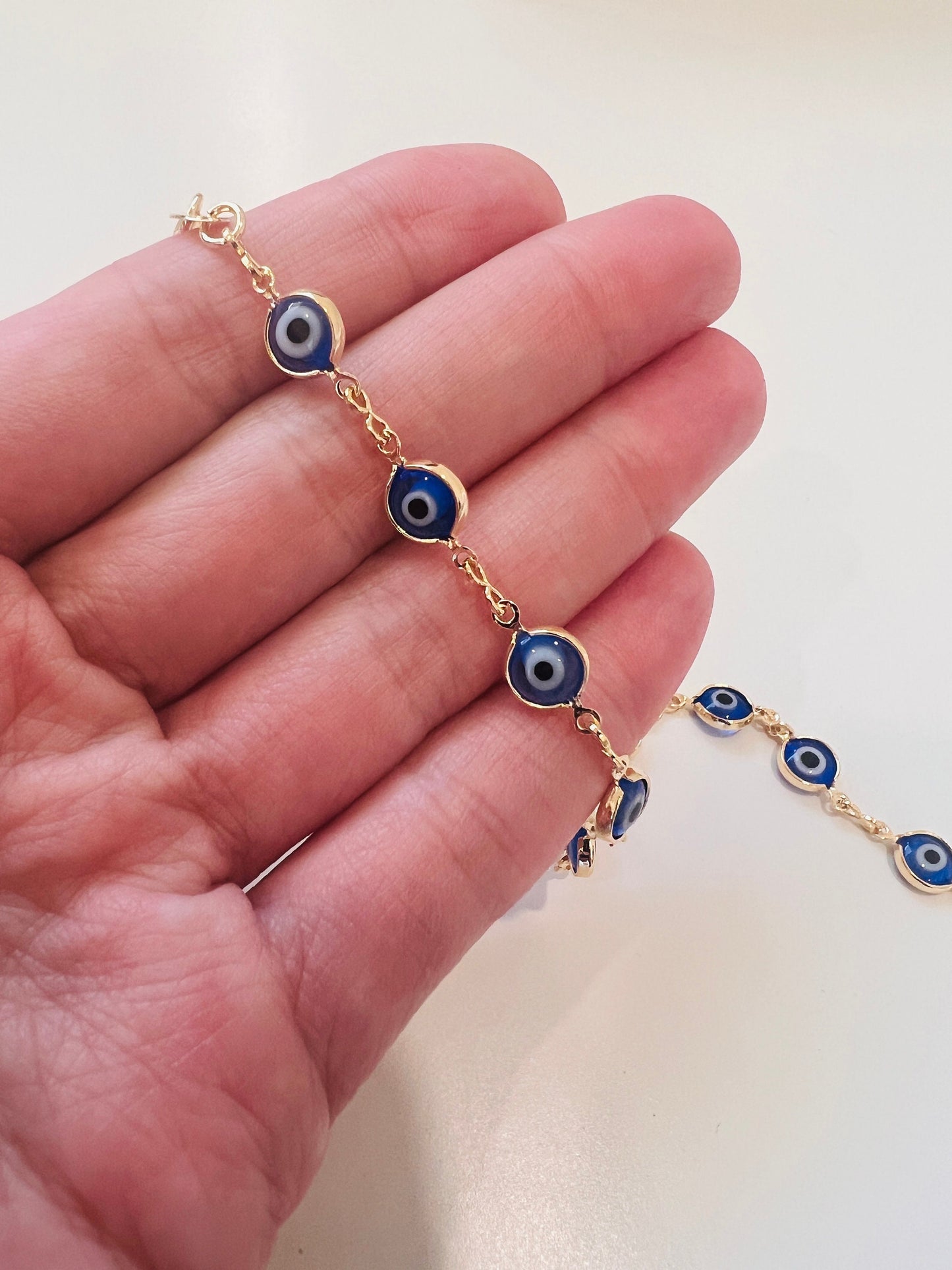 18kt Gold Filled Bracelet, Gold Bracelet, Bracelet, Dainty Chain Bracelet,Evil Eye Bracelet, Lucky Eye, Evil Eye Jewelry