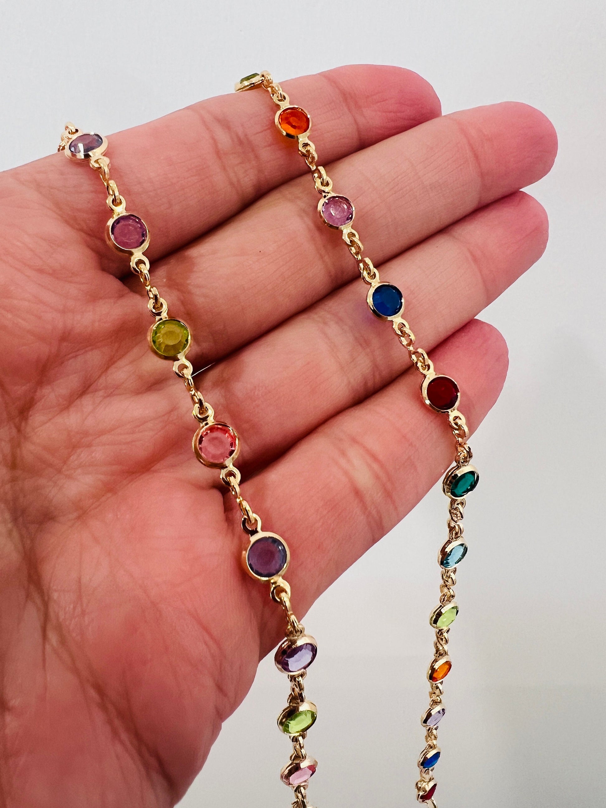 Gold Filled Gemstone Chain Bracelet, Gold Layering Bracelet, Gold Chain Bracelet, Gemstone Bracelet 18kt, Dainty Chain Bracelet, Bracelet