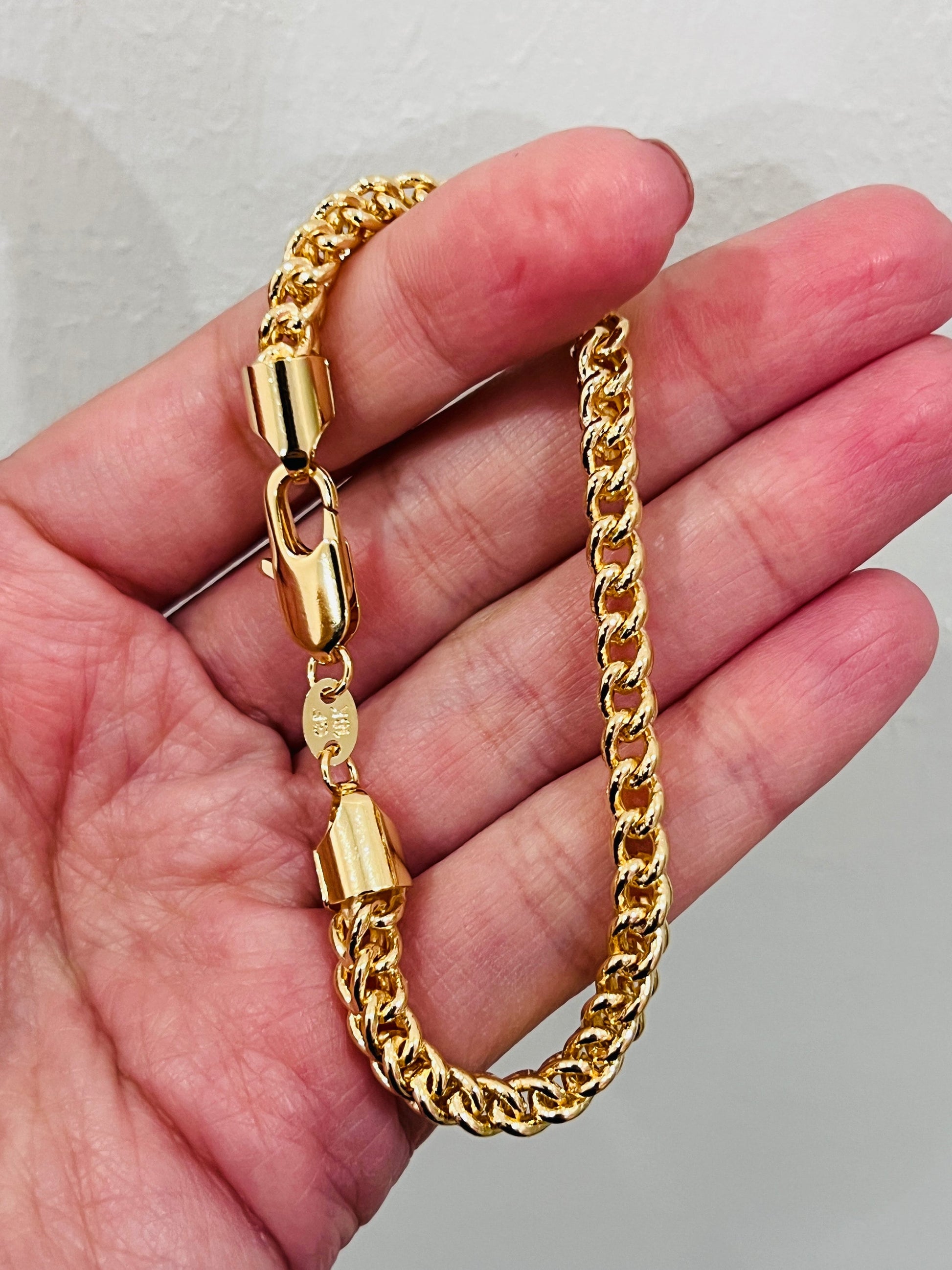 Gold Filled Bracelet, Gold Layering Bracelet, Gold Chain Bracelet, Bracelet 18kt, Chunky Chain Bracelet, Gift for Her, Layering Bracelet,